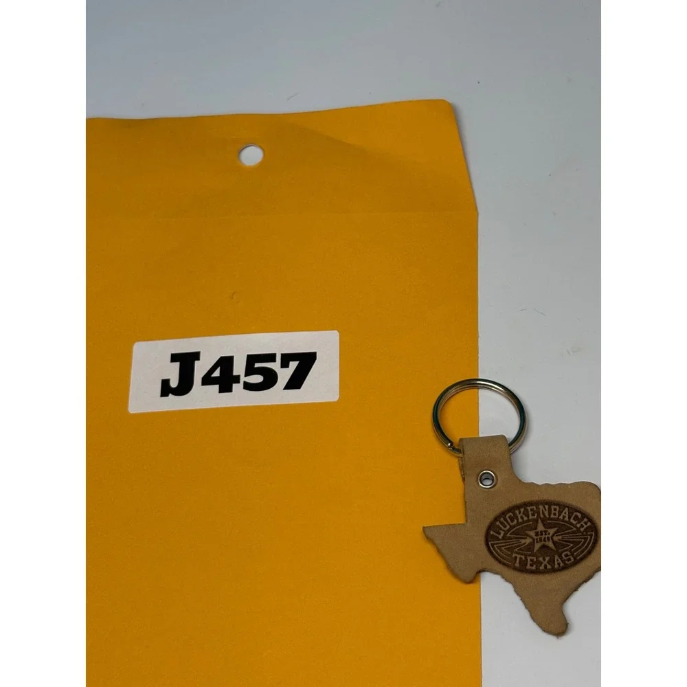 Luckenbach Texas Leather Keychain Texas State Shape Tan Western Souvenir